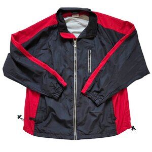 Vintage Champion Windbreaker Jacket Men’s XL Red Black Colorblock Full Zip Y2K